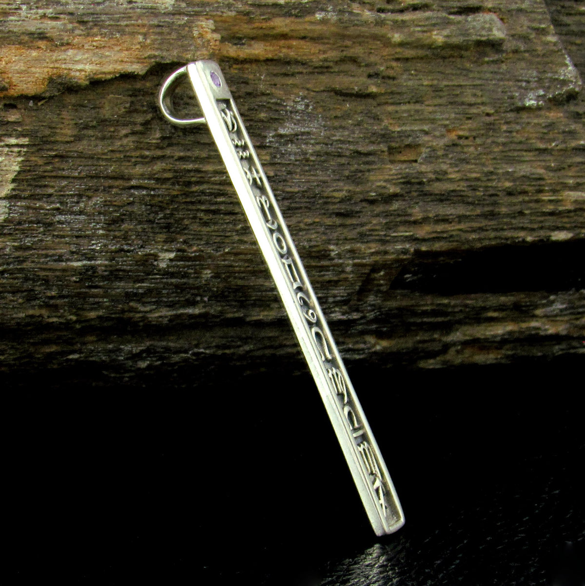 Solid 925 Sterling Silver 12 Zodiac Symbols Pendant – Astrology Horoscope Column Amethyst or Garnet