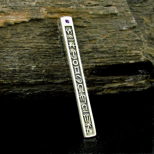 Solid 925 Sterling Silver 12 Zodiac Symbols Pendant – Astrology Horoscope Column Amethyst or Garnet