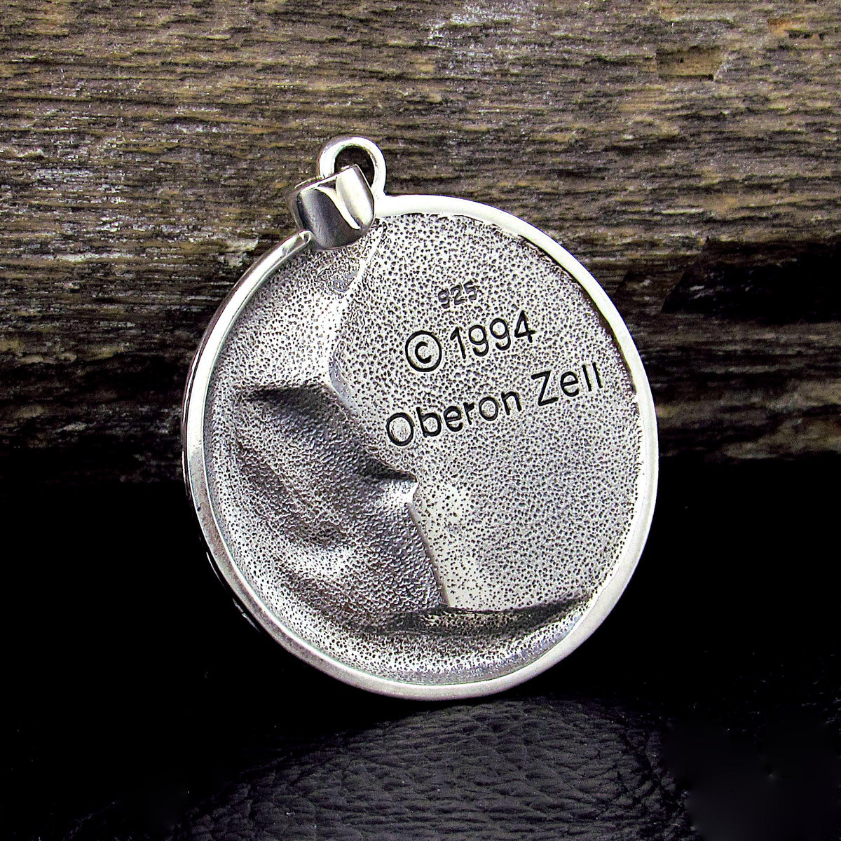 Solid 925 Sterling Silver Moon Maiden Pendant, Oberon Zell Blue Enamel Celestial Goddess Amulet
