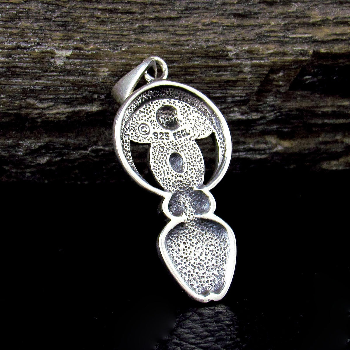 Solid 925 Sterling Silver Spiral Goddess Pendant – Moon & Stars Feminine Amulet