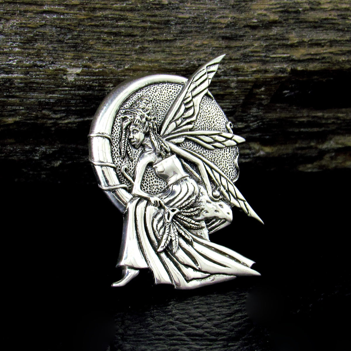 Solid 925 Sterling Silver Fairy Moon Child Pendant – Celtic Crescent Moon Faerie Goddess Amulet