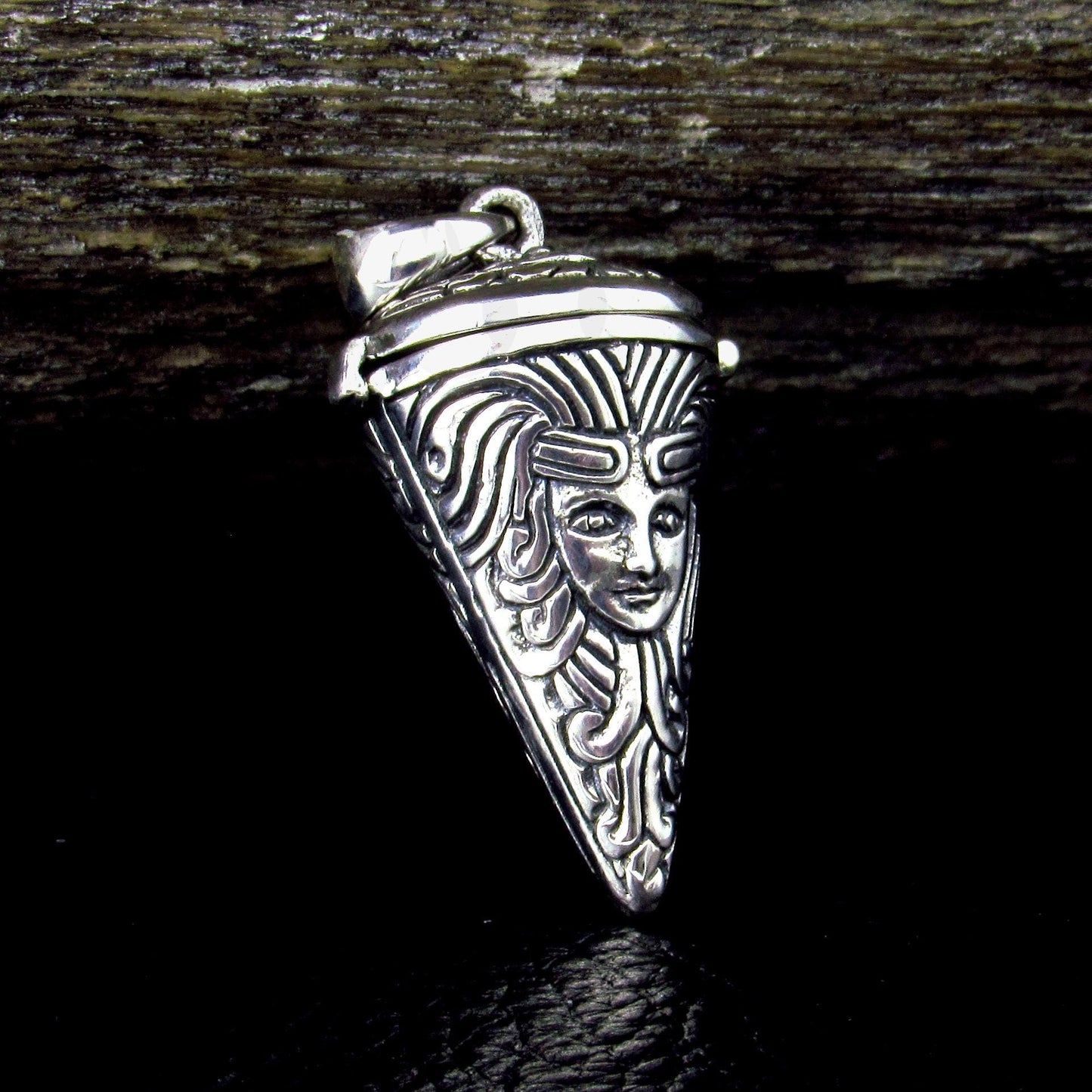 Solid 925 Sterling Silver Goddess Pendulum Pendant – Witchcraft Spell /Potion Vessel with Hinged Lid