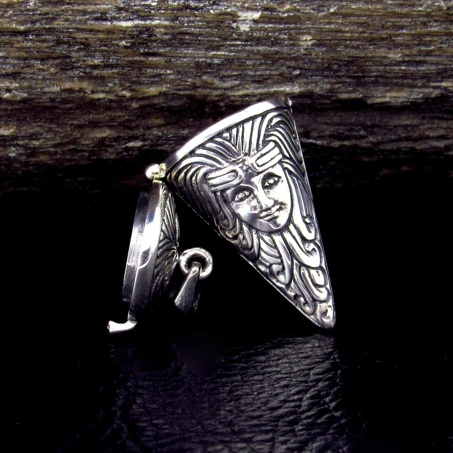 Solid 925 Sterling Silver Goddess Pendulum Pendant – Witchcraft Spell /Potion Vessel with Hinged Lid