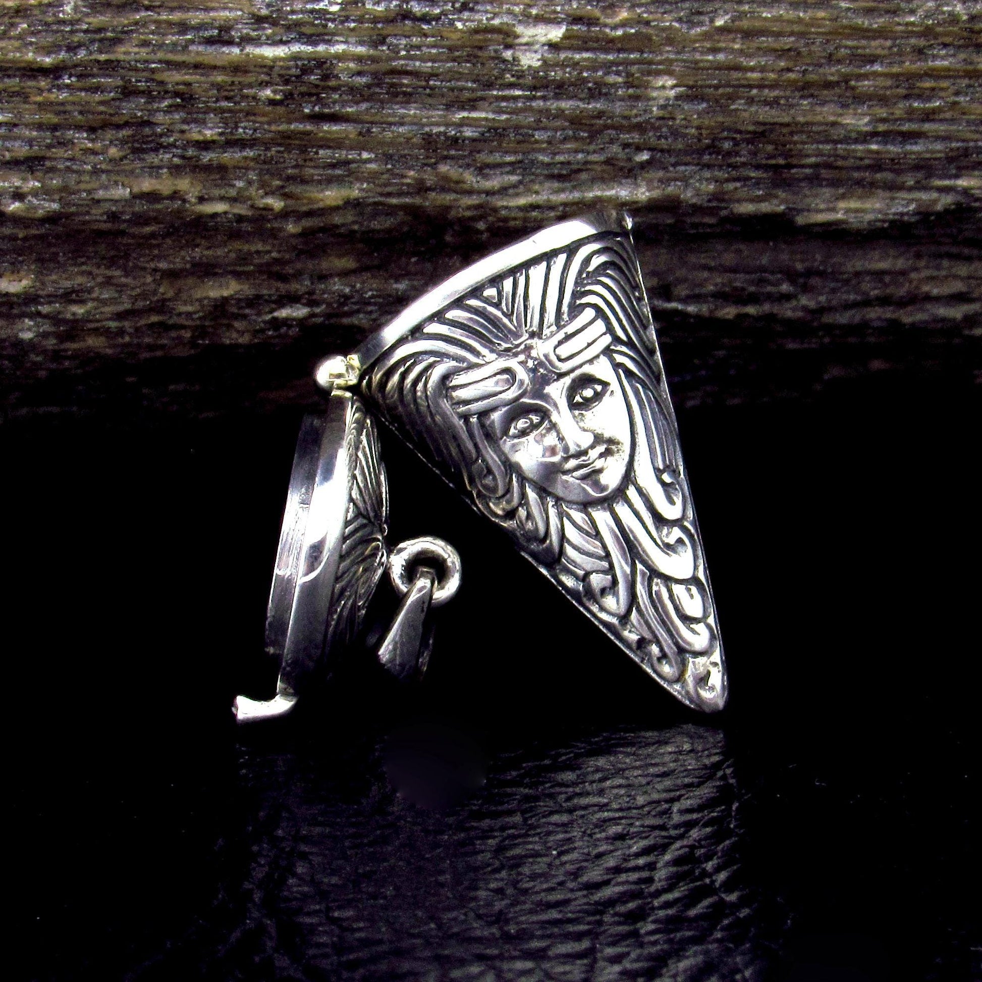 Solid 925 Sterling Silver Goddess Pendulum Pendant – Witchcraft Spell /Potion Vessel with Hinged Lid