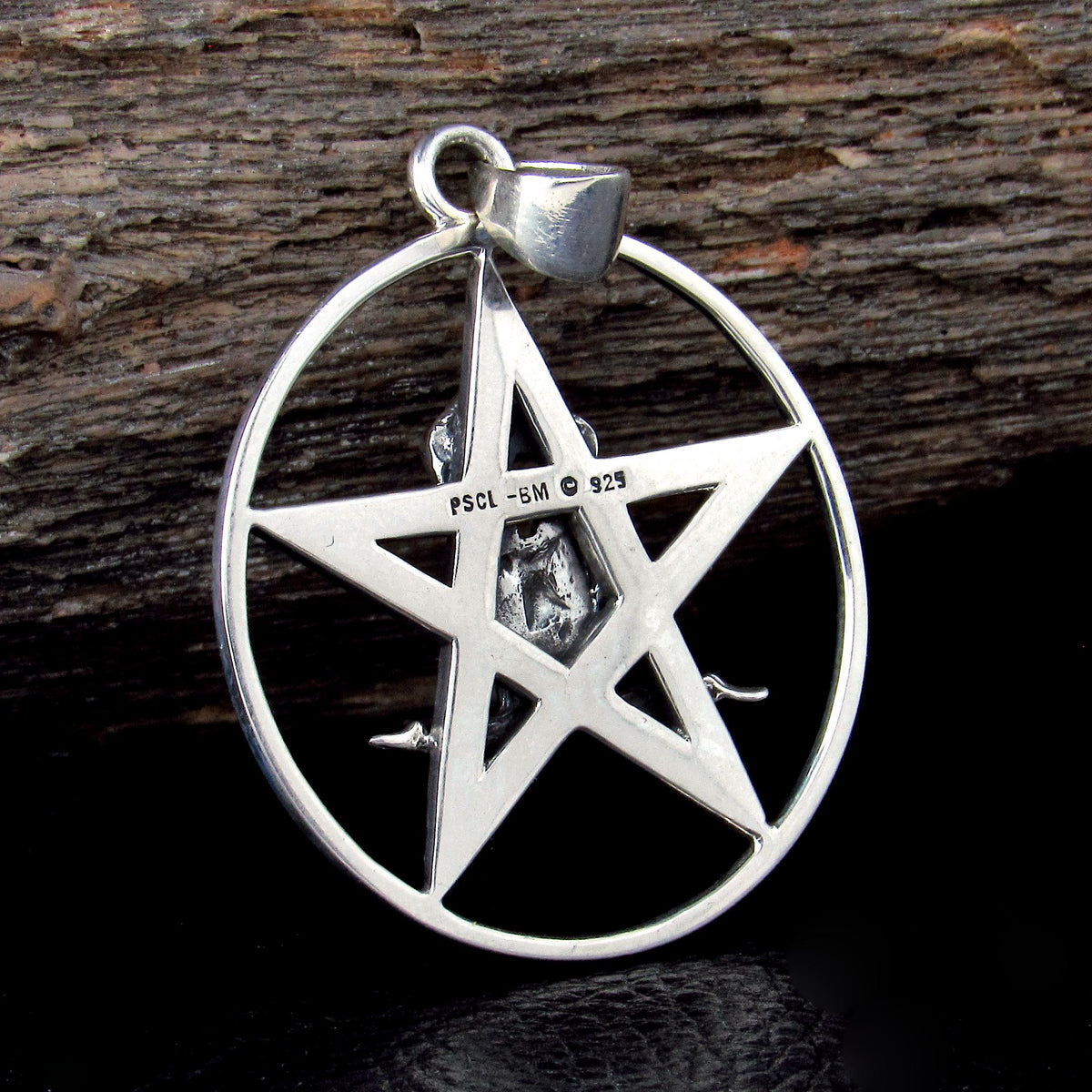 Solid 925 Sterling Silver, Tantric Couple Pentagram Pendant, Sacred Union Pagan Witch Jewelry