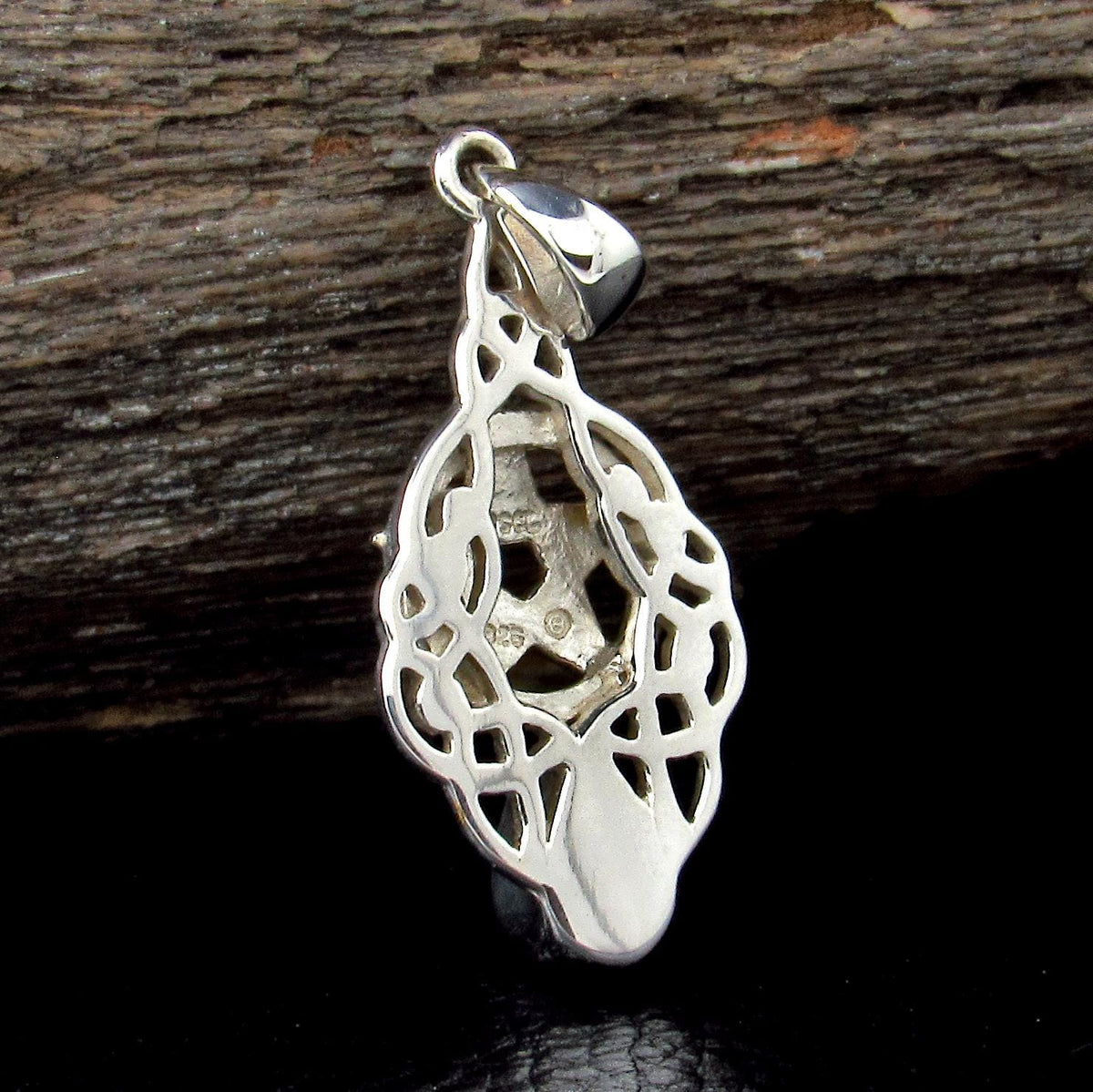 Solid 925 Sterling Silver Gold Vermeil Pentacle Pendant, Malachite Celtic Knot Talisman w/ Malachite
