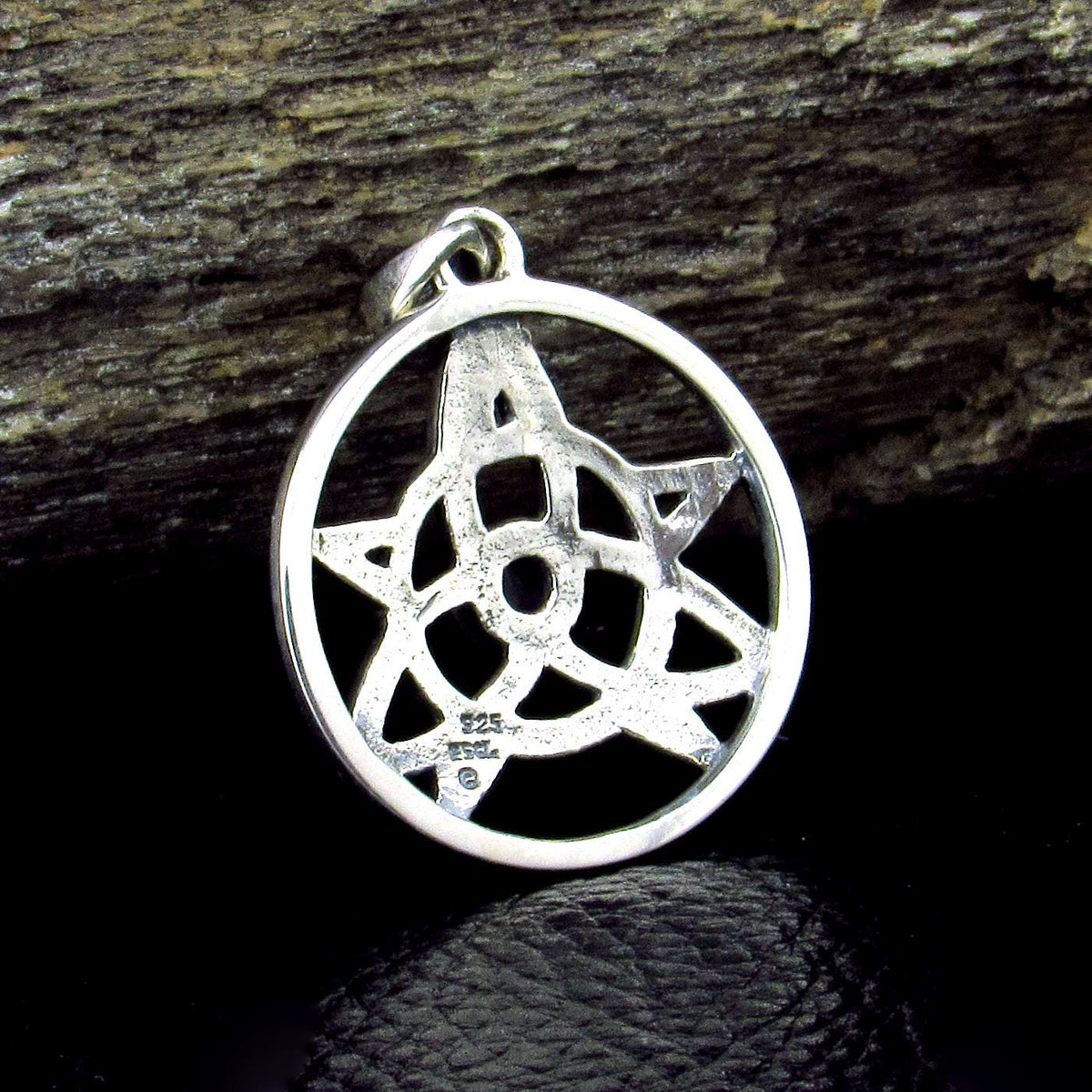 Solid 925 Sterling Silver Pentacle Pendant, Celtic Trinity Knot Gemstone Amulet, Amethyst Garnet Moonstone