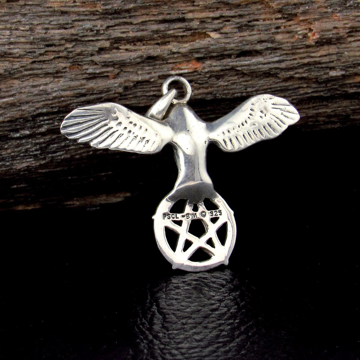 Solid 925 Sterling Silver Barn Owl Pentacle Pendant, Wiccan Jewelry, Pagan Amulet, Occult Talisman