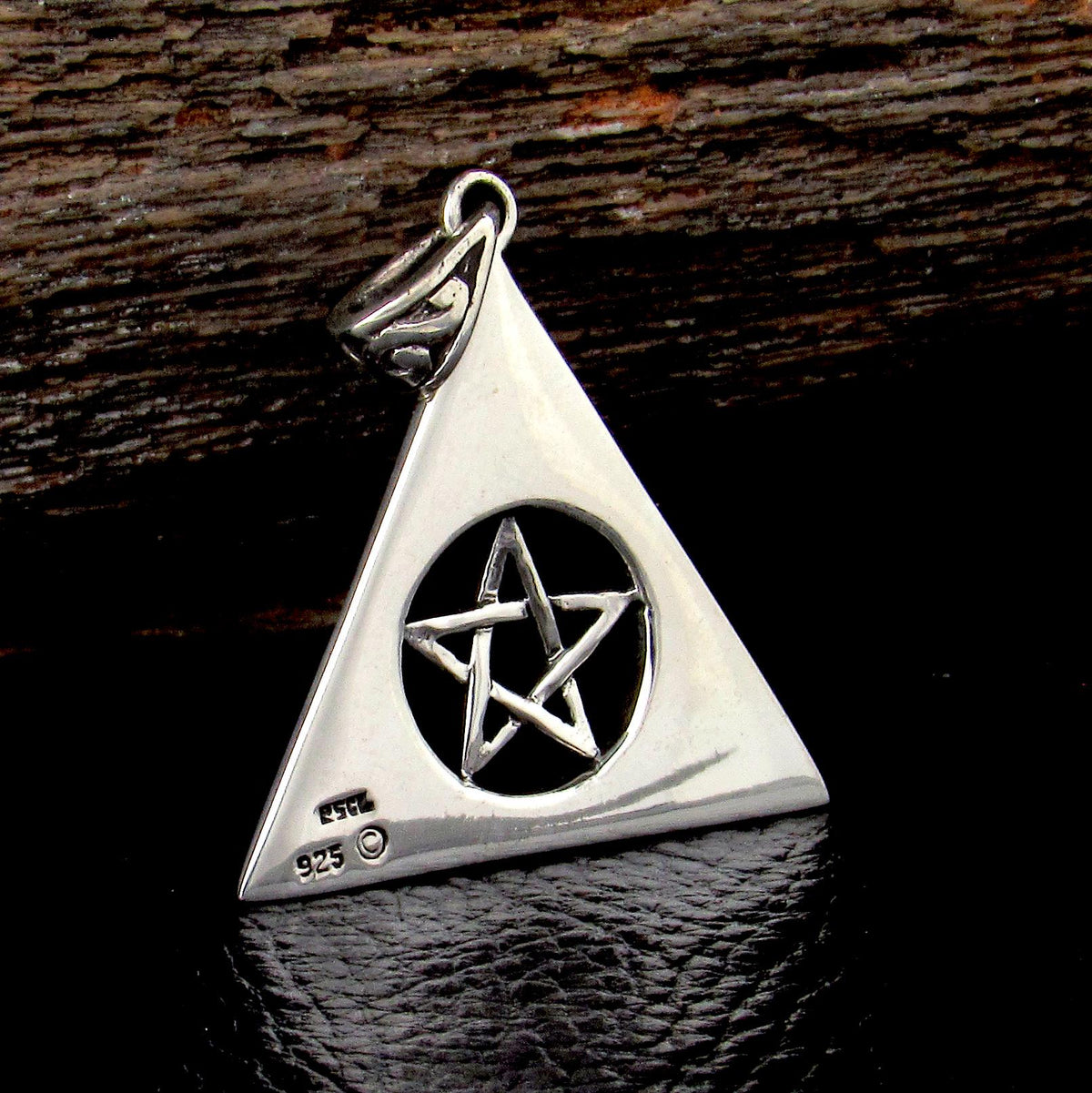 Solid 925 Sterling Silver Celtic Trinity Knot Pentacle Pendant Wiccan Pagan Triangle Amulet