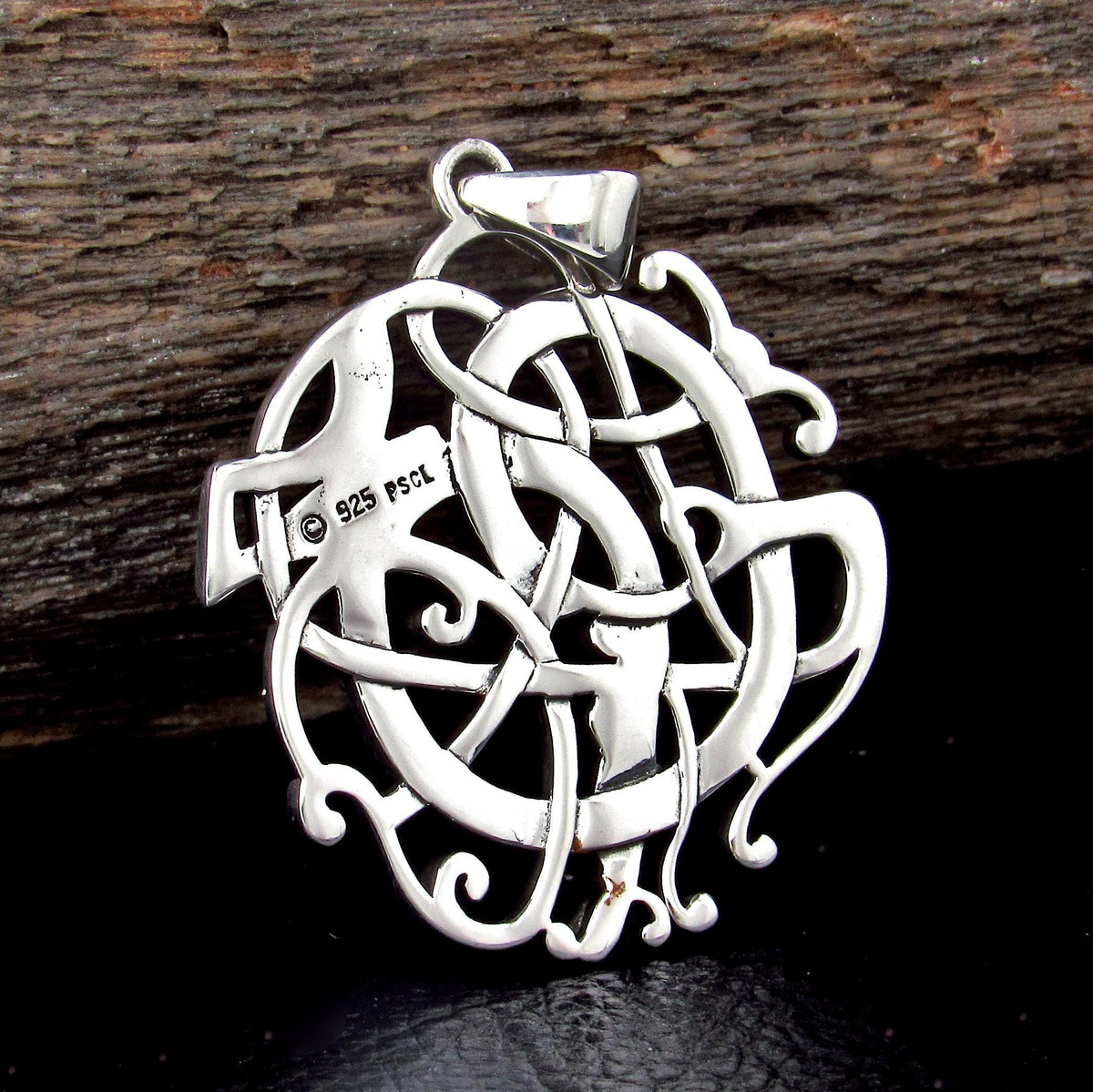 Solid 925 Sterling Silver Celtic Knot Ringerike Pendant, Viking Norse Knotwork Amulet