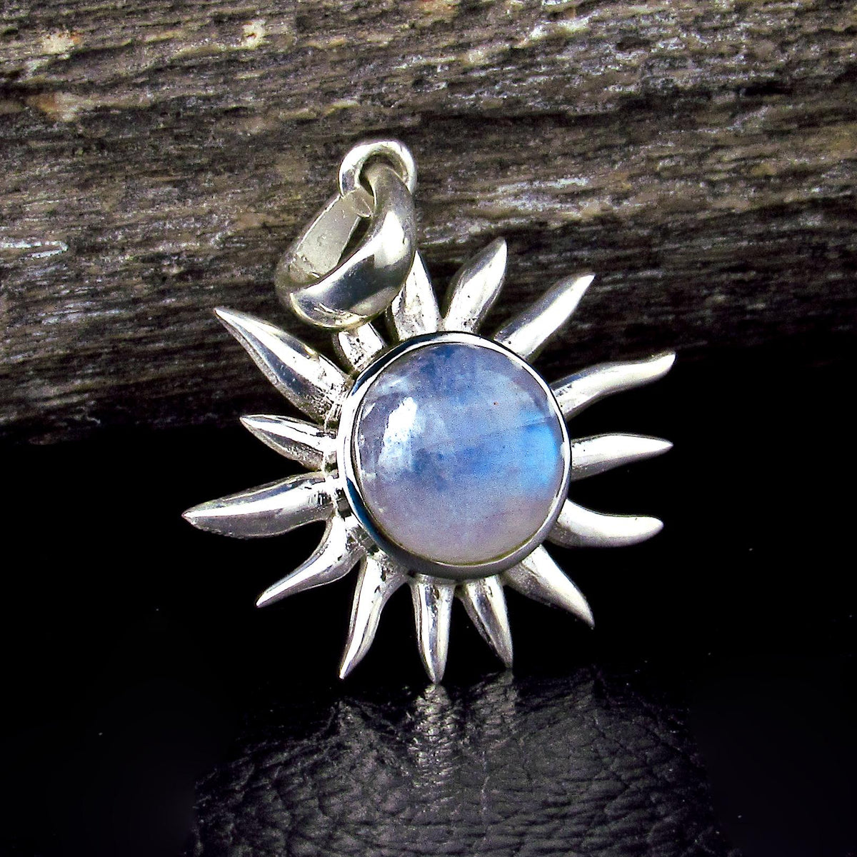 Solid 925 Sterling Silver Sun Pendant – Amethyst, Labradorite, or Rainbow Moonstone - Solar Celestial Jewelry