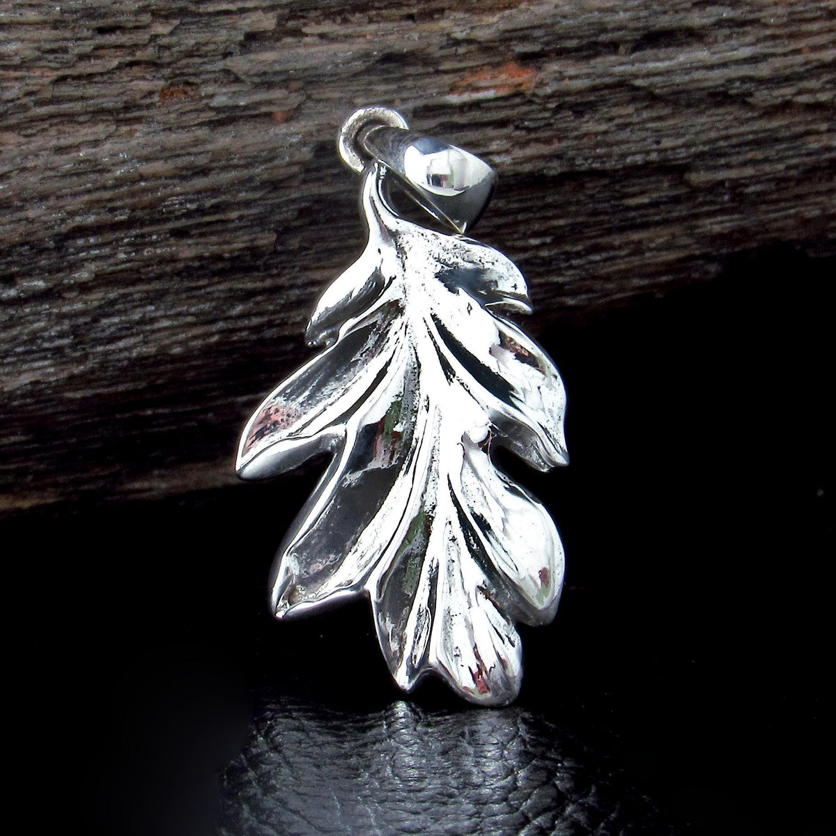 Solid 925 Sterling Silver Oak Leaf Pendant, Magic Witchcraft Symbol, Pagan Amulet, Wicca Talisman