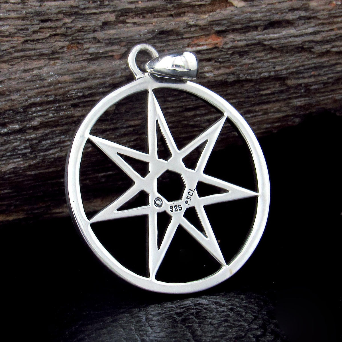 Solid 925 Sterling Silver Elven Star Pendant, Octagram Chaos Symbol, Pagan Talisman, Magic Amulet