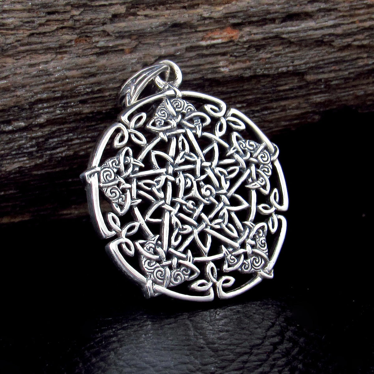 Solid 925 Sterling Silver Celtic Pentagram Star Pendant, Brigid Ashwood Design, Pagan Wiccan Necklace