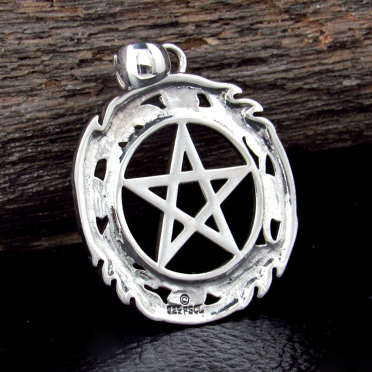 Solid 925 Sterling Silver Oak Leaf Pentacle Pendant, Celtic Knotwork, Pagan Amulet, Wiccan Talisman