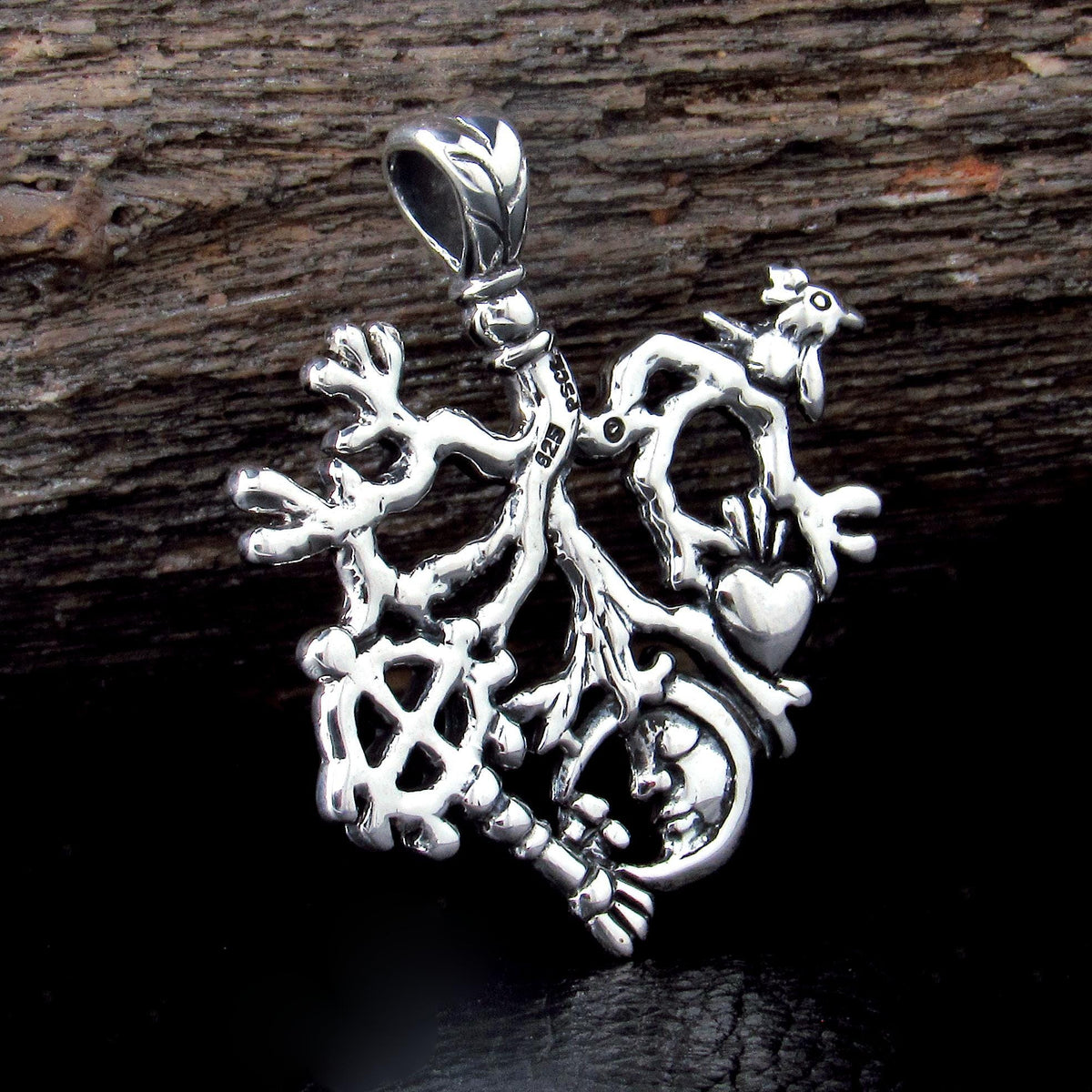 Solid 925 Sterling Silver Cimaruta Pendant, Italian Witch Charm Tree of Life Amulet