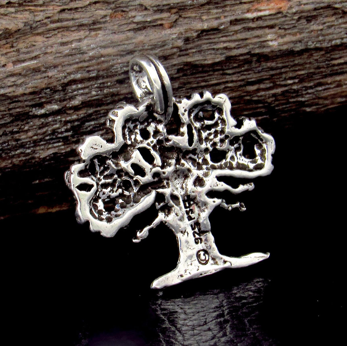 Solid 925 Sterling Silver Tree of Life Pentacle Pendant – Sacred Oak Pentagram Pagan Amulet