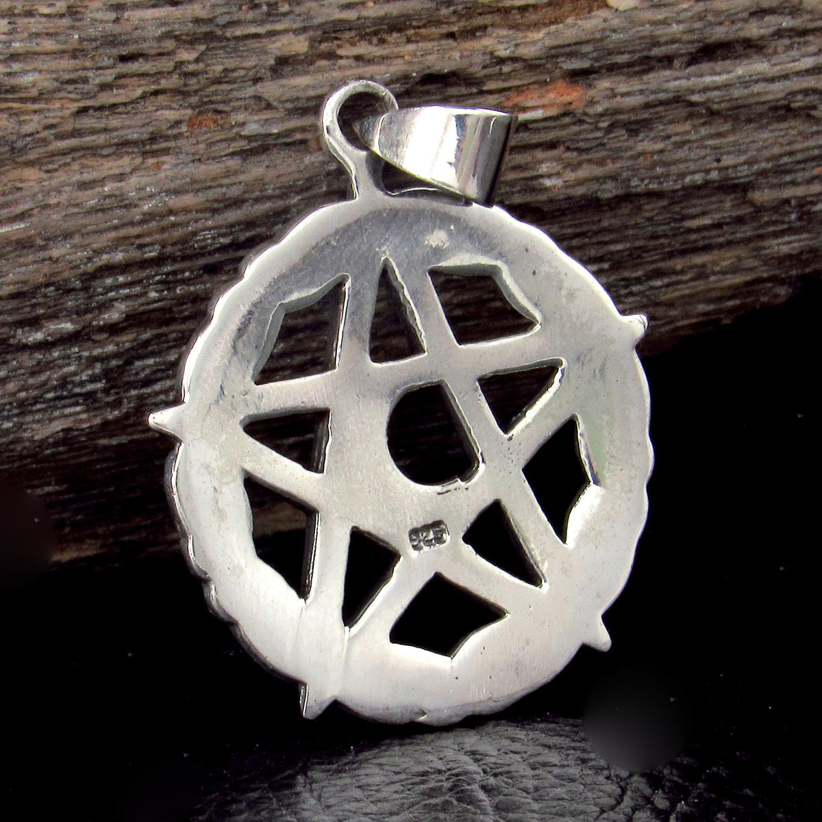 Solid 925 Sterling Silver Celtic Knot Pentacle Pendant – Crescent Moon Pentagram, Pagan Protection Amulet