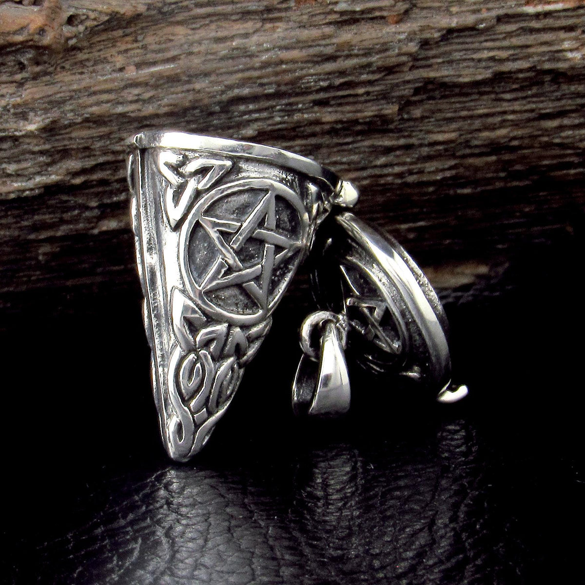 Solid 925 Sterling Silver Pentacle Pendulum, Secret Locket Compartment, Wiccan Pagan Talisman