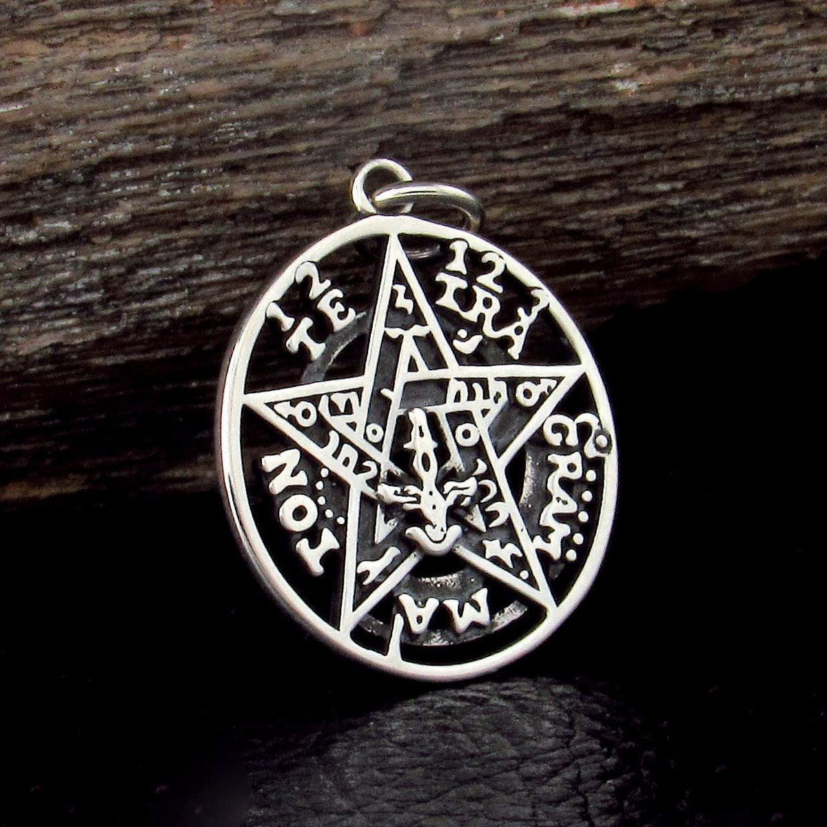 Solid 925 Sterling Silver Tetragrammaton Charm, Seal of Solomon Pentagram, Small Cermonial Protection Pentacle