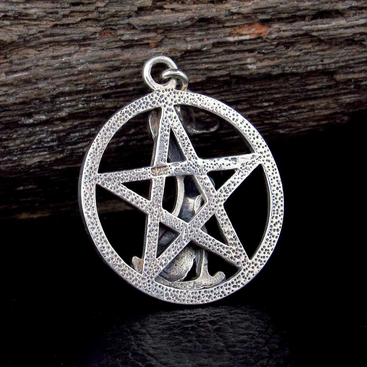 Solid 925 Sterling Silver Rabbit Pentacle Pendant, Pagan Wiccan Ostara Jewelry, Spring Equinox Amulet