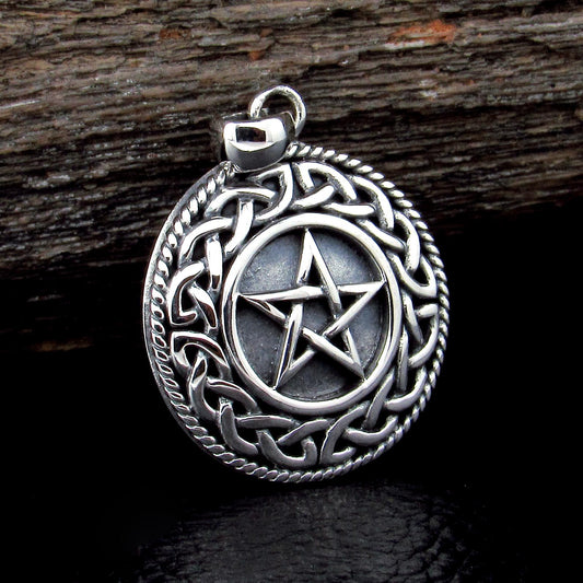 Solid 925 Sterling Silver Aromatherapy Pomander Diffuser, Pentacle Pentagram Locket Pendant, Essential Oil Amulet