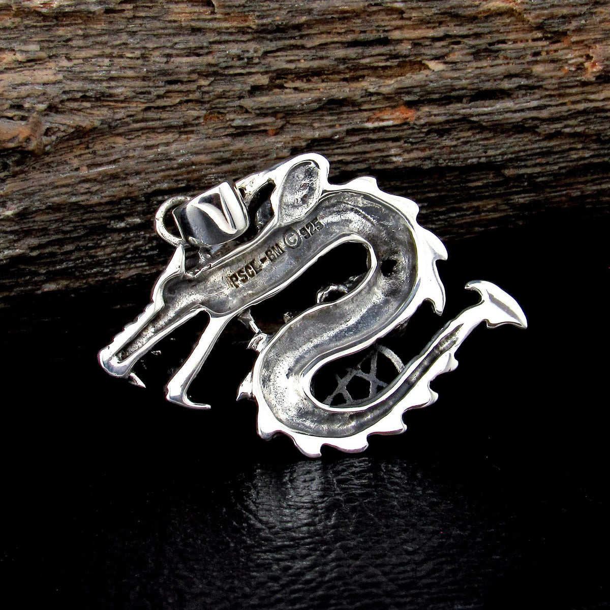 Solid 925 Sterling Silver Dragon Pentacle Pendant, Pagan Pentagram, Wiccan Amulet, Gothic Occult Talisman