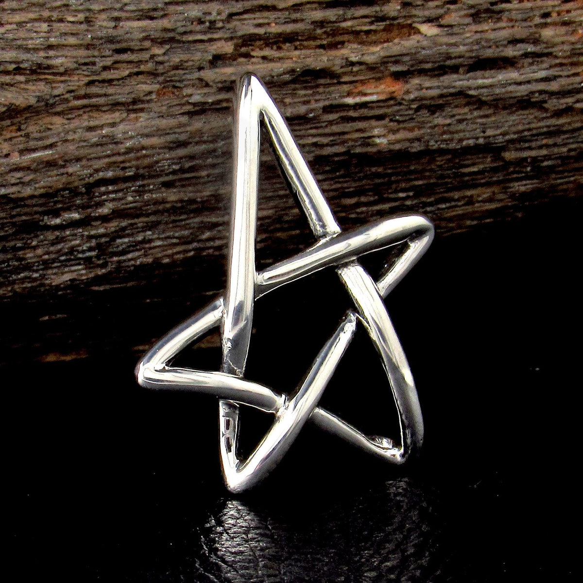 Solid 925 Sterling Silver Free Form Pentagram Pendant, Handcrafted Abstract Pagan Star, Wicca Magick Symbol, Whimsical Witchy Jewelry