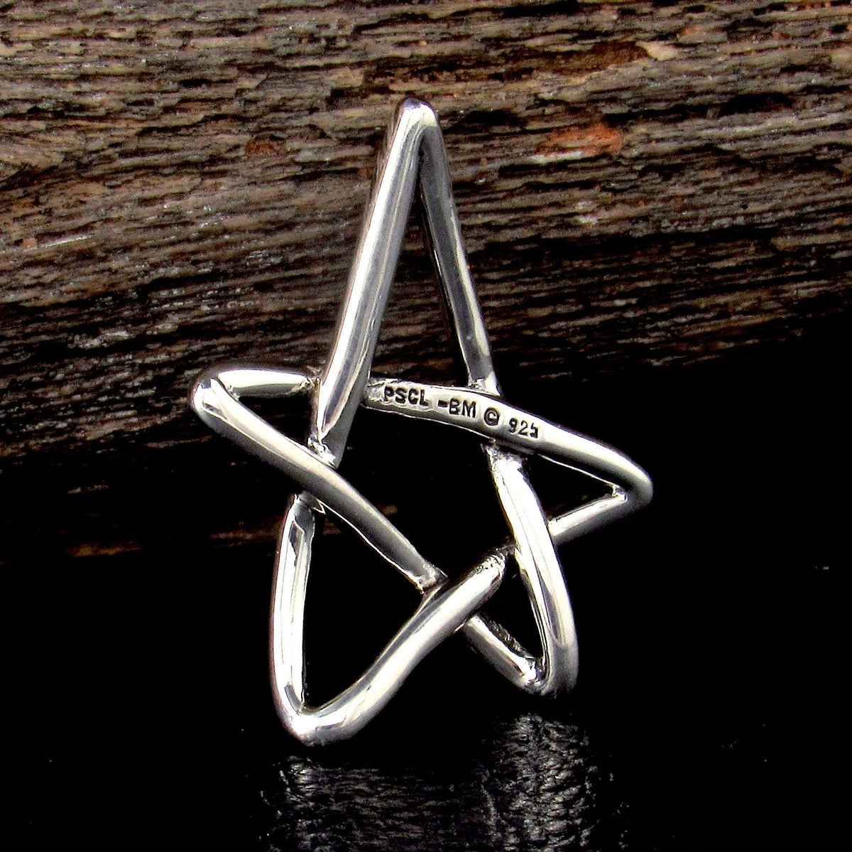 Solid 925 Sterling Silver Free Form Pentagram Pendant, Handcrafted Abstract Pagan Star, Wicca Magick Symbol, Whimsical Witchy Jewelry