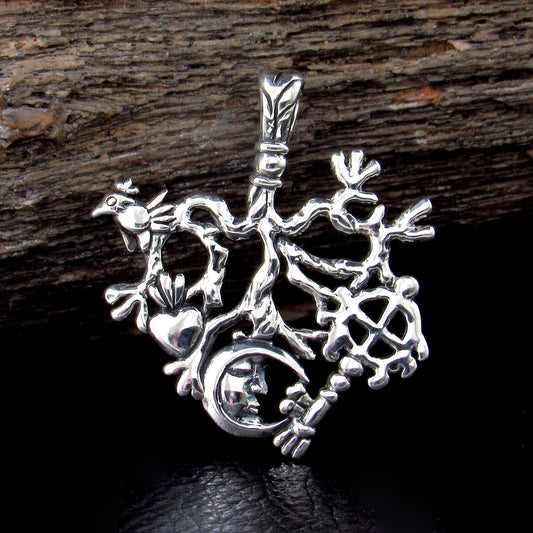 Solid 925 Sterling Silver Cimaruta Pendant, Italian Witch Charm Tree of Life Amulet