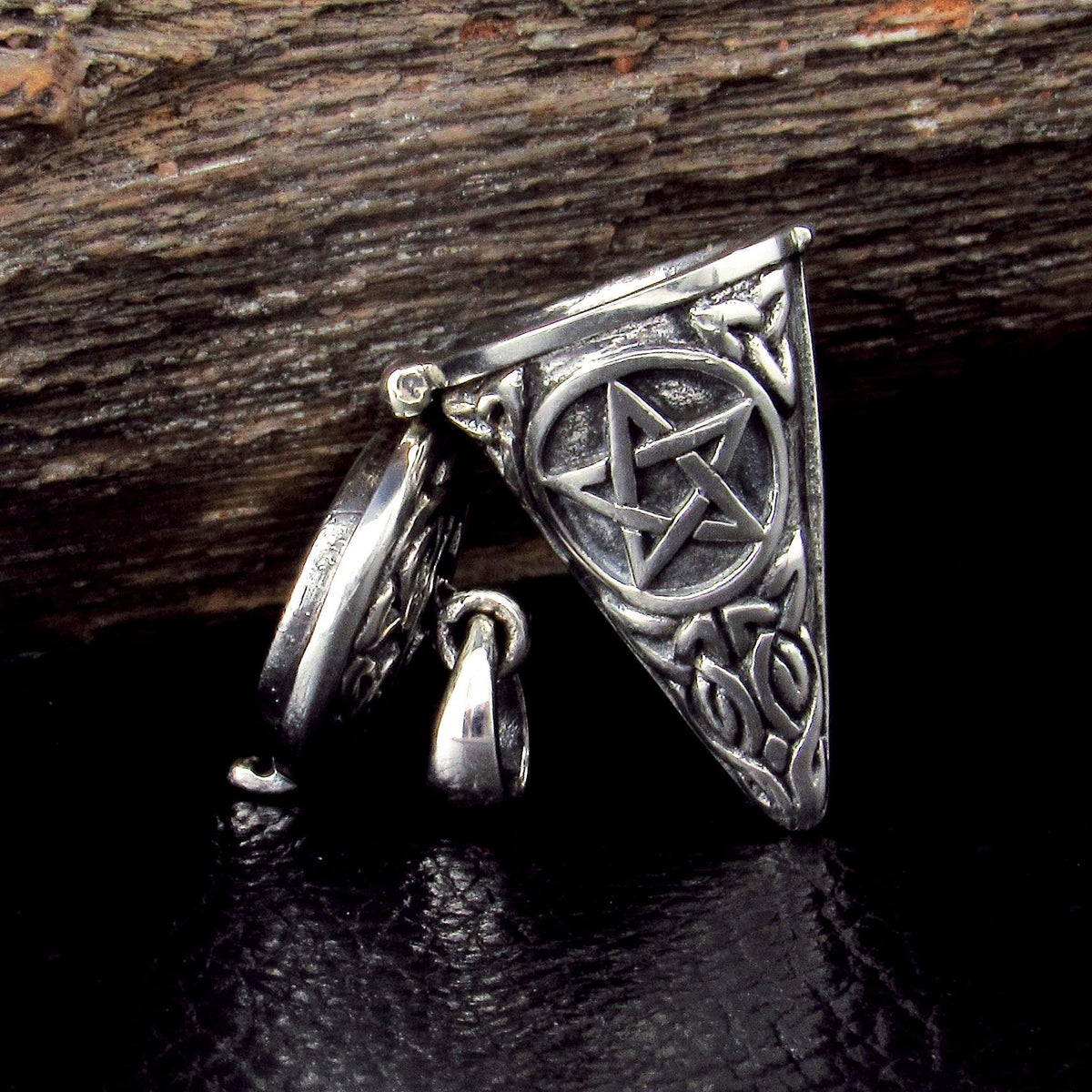 Solid 925 Sterling Silver Pentacle Pendulum, Secret Locket Compartment, Wiccan Pagan Talisman