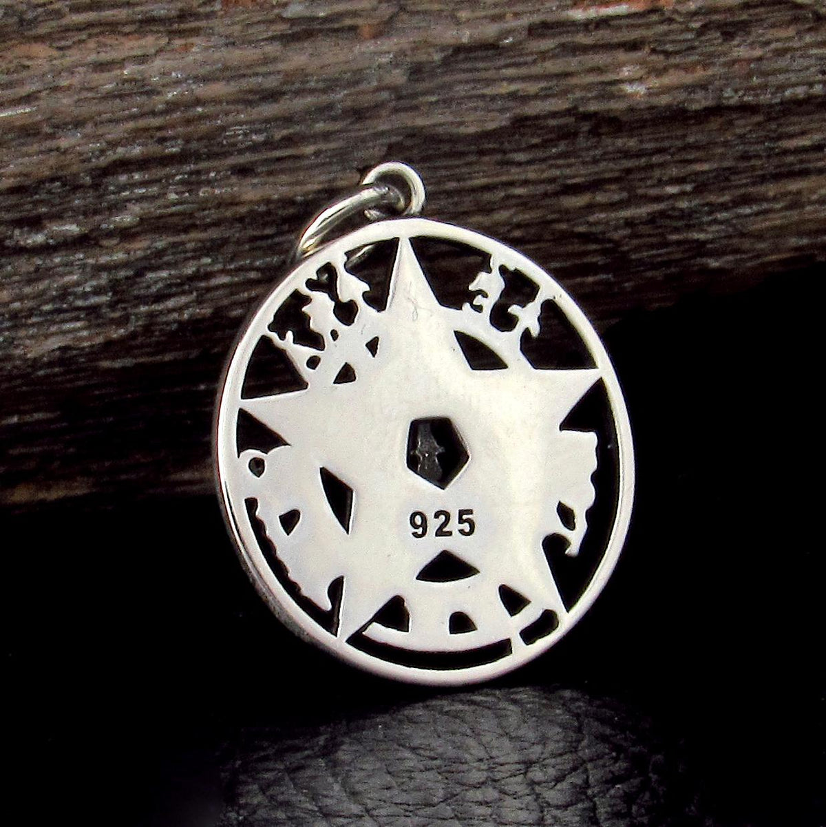 Solid 925 Sterling Silver Tetragrammaton Charm, Seal of Solomon Pentagram, Small Cermonial Protection Pentacle