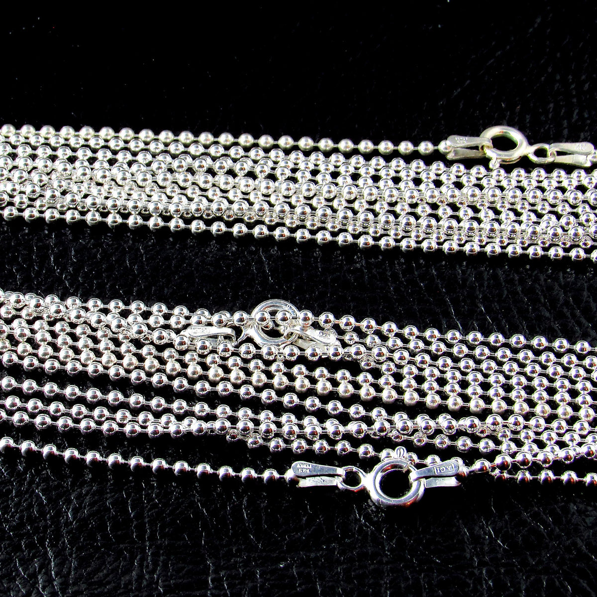 Lot of (5) 30" Inch Ball / Bead Chain Necklaces, 1.8MM, Wholesale Chains 34 Grams