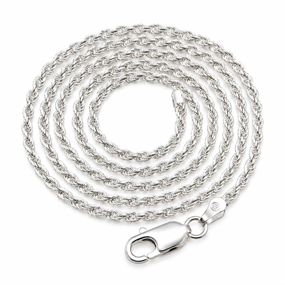 2.5MM Solid 925 Sterling Silver Italian Diamond Cut Rope Chain Necklace / Bracelet, Made in Italy 7 - 36 Inches, Unisex Jewelry Chain
