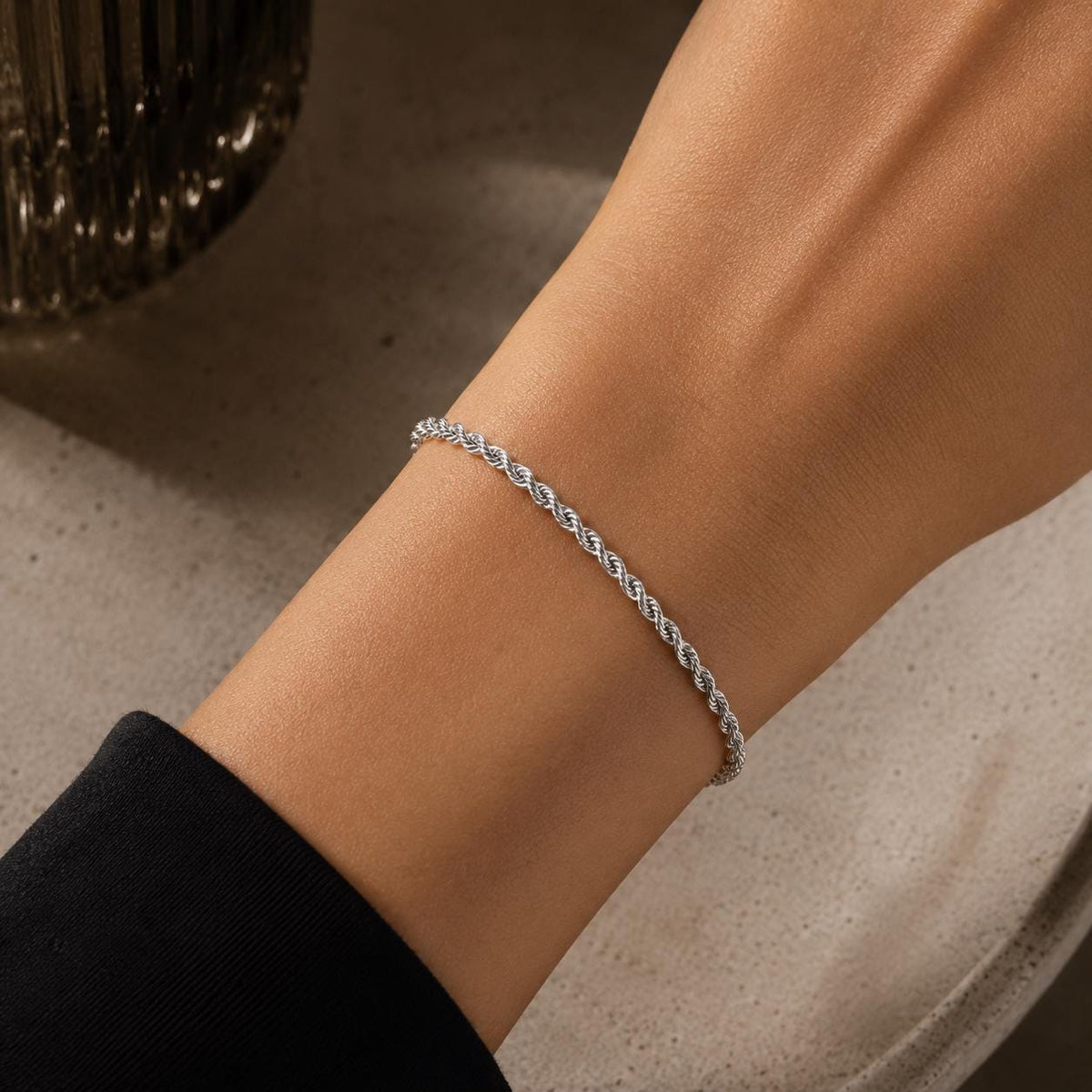 2.5MM Solid 925 Sterling Silver Italian Diamond Cut Rope Chain Necklace / Bracelet, Made in Italy 7 - 36 Inches, Unisex Jewelry Chain