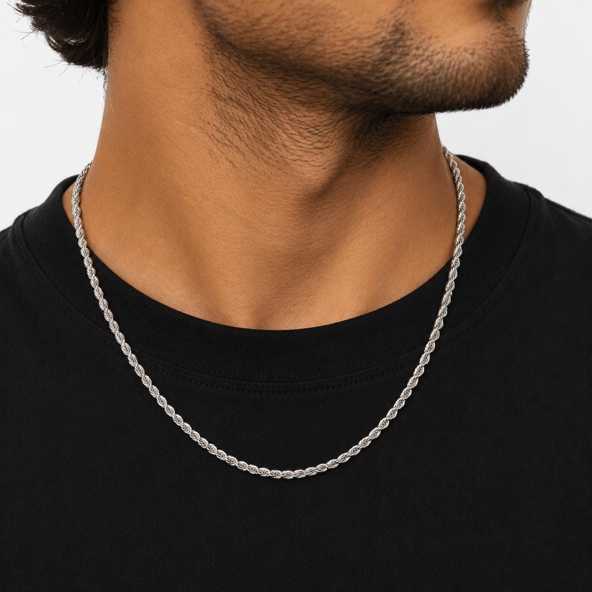 2.5MM Solid 925 Sterling Silver Italian Diamond Cut Rope Chain Necklace / Bracelet, Made in Italy 7 - 36 Inches, Unisex Jewelry Chain