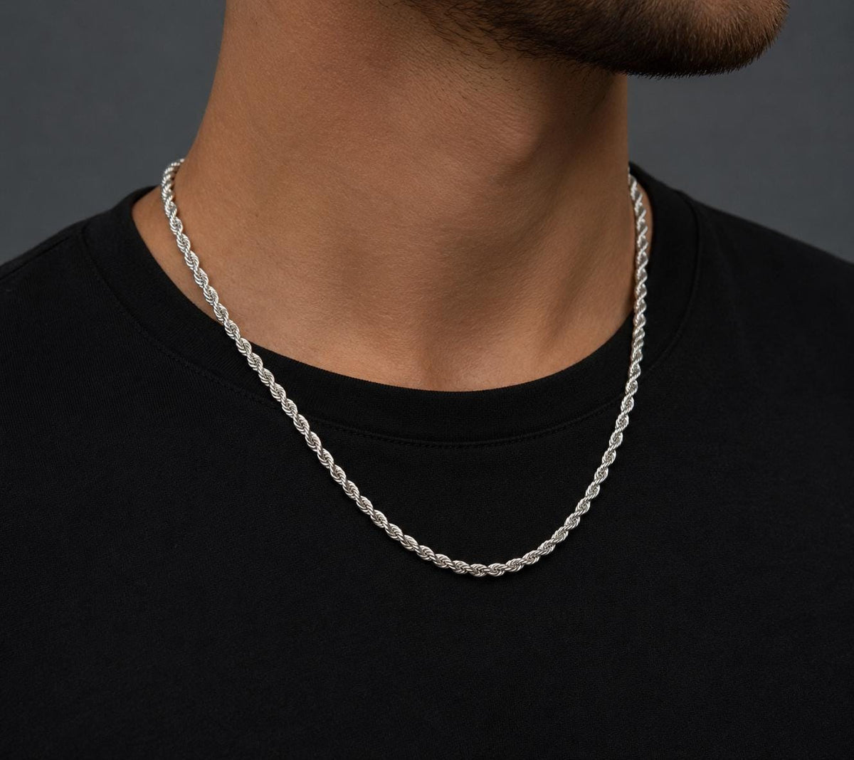 2MM Italian Diamond Cut Rope Chain, Solid 925 Sterling Silver Necklace or Bracelet