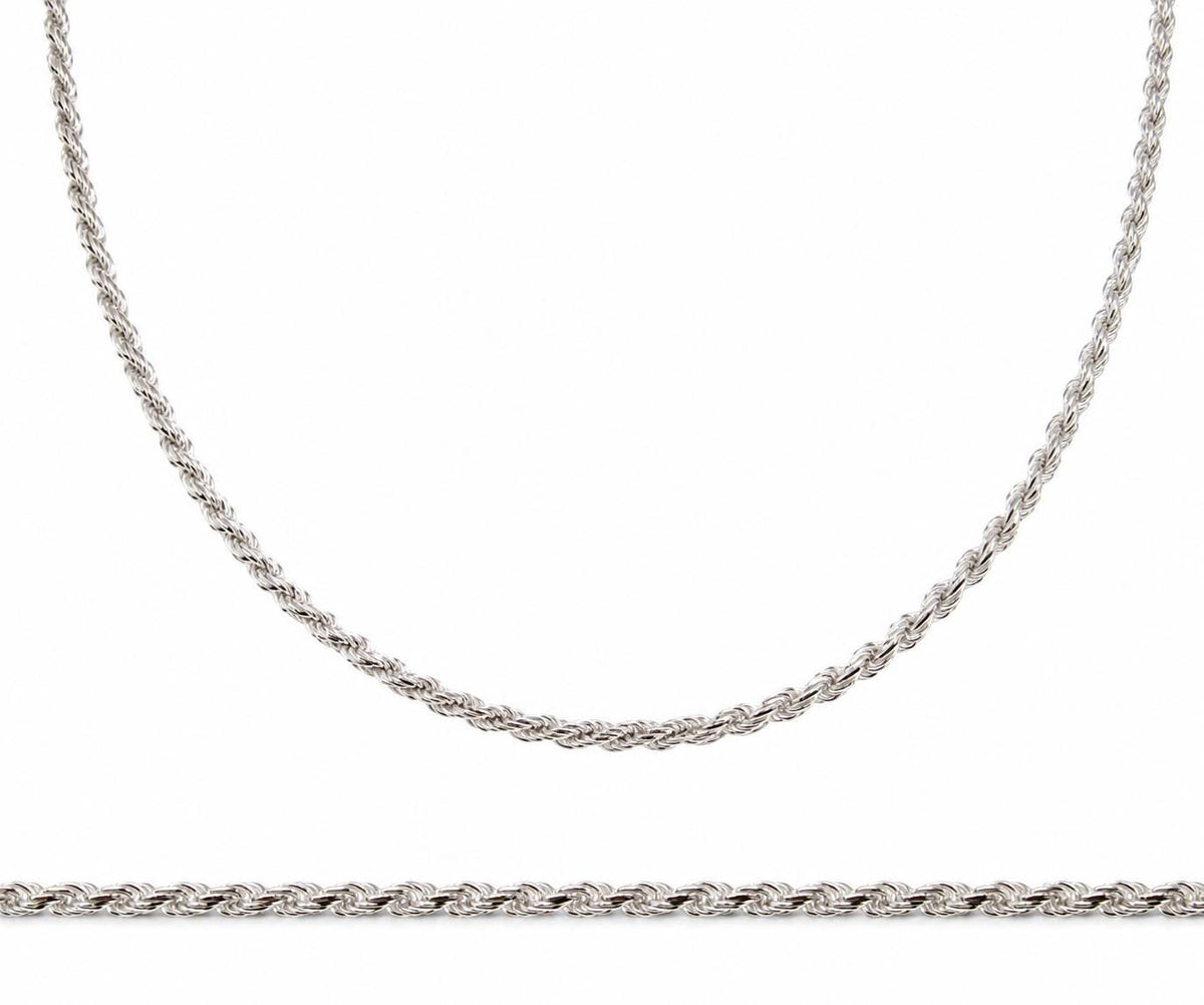 2.5MM Solid 925 Sterling Silver Italian Diamond Cut Rope Chain Necklace / Bracelet, Made in Italy 7 - 36 Inches, Unisex Jewelry Chain