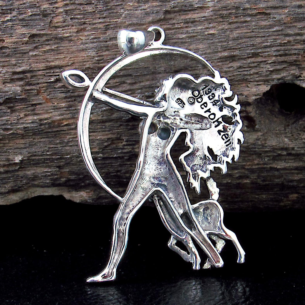 Solid 925 Sterling Silver Diana Goddess Pendant – Oberon Zell Moon Huntress Jewelry