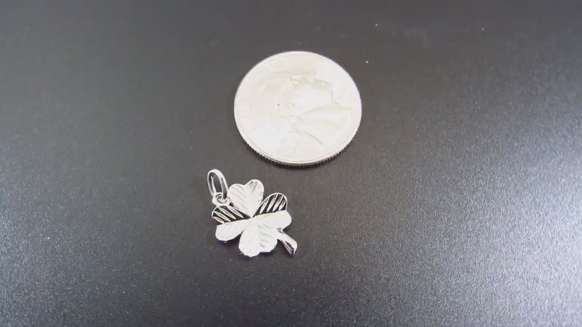 Solid 925 Sterling Silver 4 Leaf Clover Pendant, Four Leaf Clover Charm, Lucky Clover Jewelry, Floral Flower Jewelry, Good Luck Charm