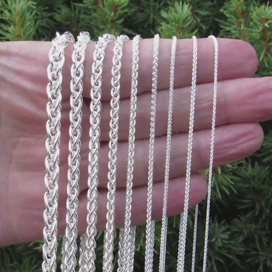 Solid 925 Sterling Silver Wheat Chain Necklace / Bracelet, Italian Braided Spiga Link Unisex Jewelry