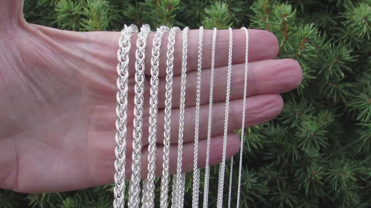 Solid 925 Sterling Silver Wheat Chain Necklace / Bracelet, Italian Braided Spiga Link Unisex Jewelry