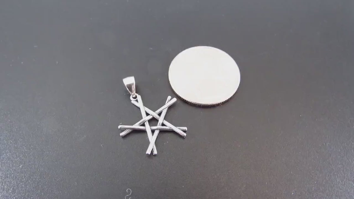 Solid 925 Sterling Silver Pentagram Pendant – Handcrafted 5-Pointed Star Charm, Wiccan Pagan Symbol, Protection Amulet, Witchy Jewelry Gift
