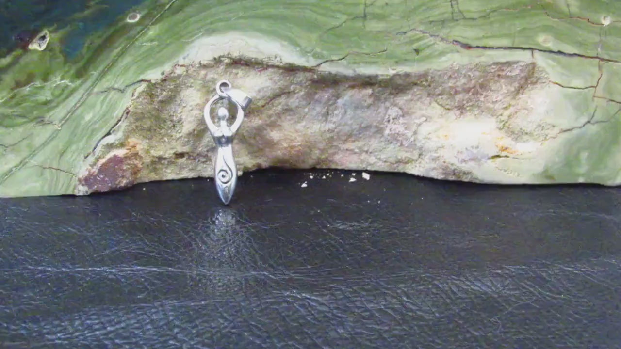 Solid 925 Sterling Silver Spiral Goddess Pendant – Feminine Energy Symbol, Divine Feminist Amulet