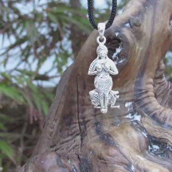 Solid 925 Sterling Silver Goddess Inanna Pendant, Handcrafted Ishtar Queen of Heaven Jewelry Designed by Oberon Zell