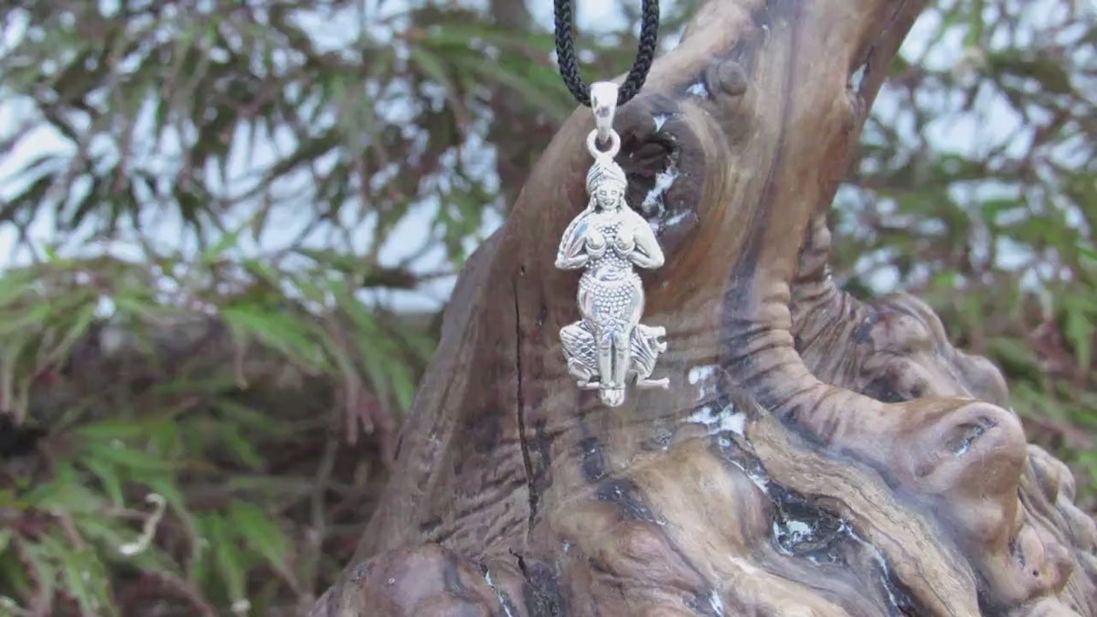Solid 925 Sterling Silver Goddess Inanna Pendant, Handcrafted Ishtar Queen of Heaven Jewelry Designed by Oberon Zell