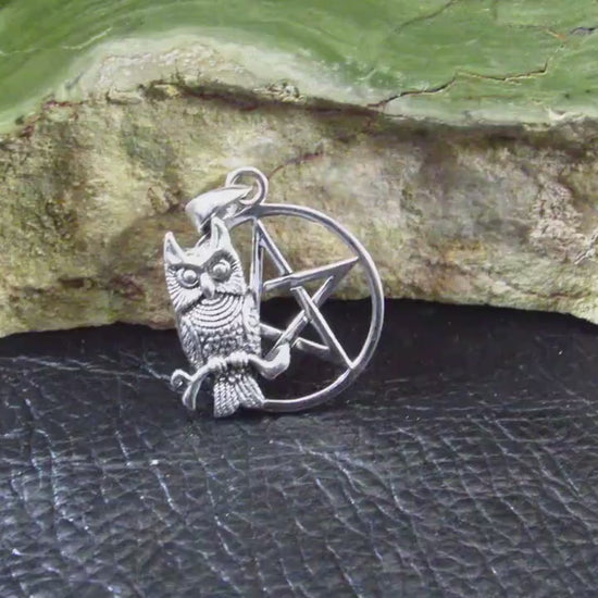 Owl of Wisdom Pentagram Talisman – Gothic Protection Pendant in Solid 925 Sterling Silver
